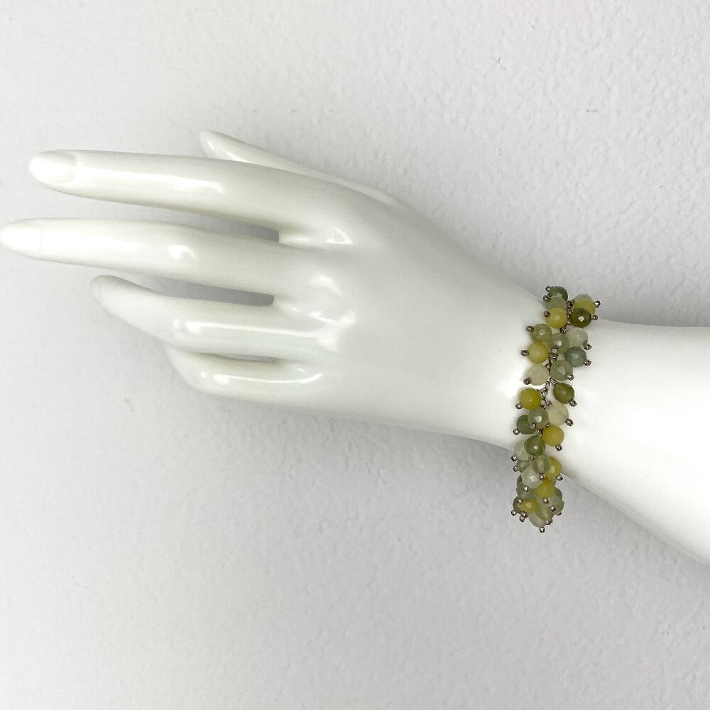 Unique Vintage Y2K Genuine Peridot August Gemstone Green Beaded Cluster Bracelet